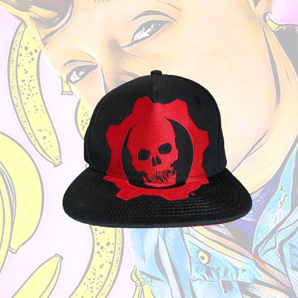 Red Black Gears Of War Flat Billed SnapBack